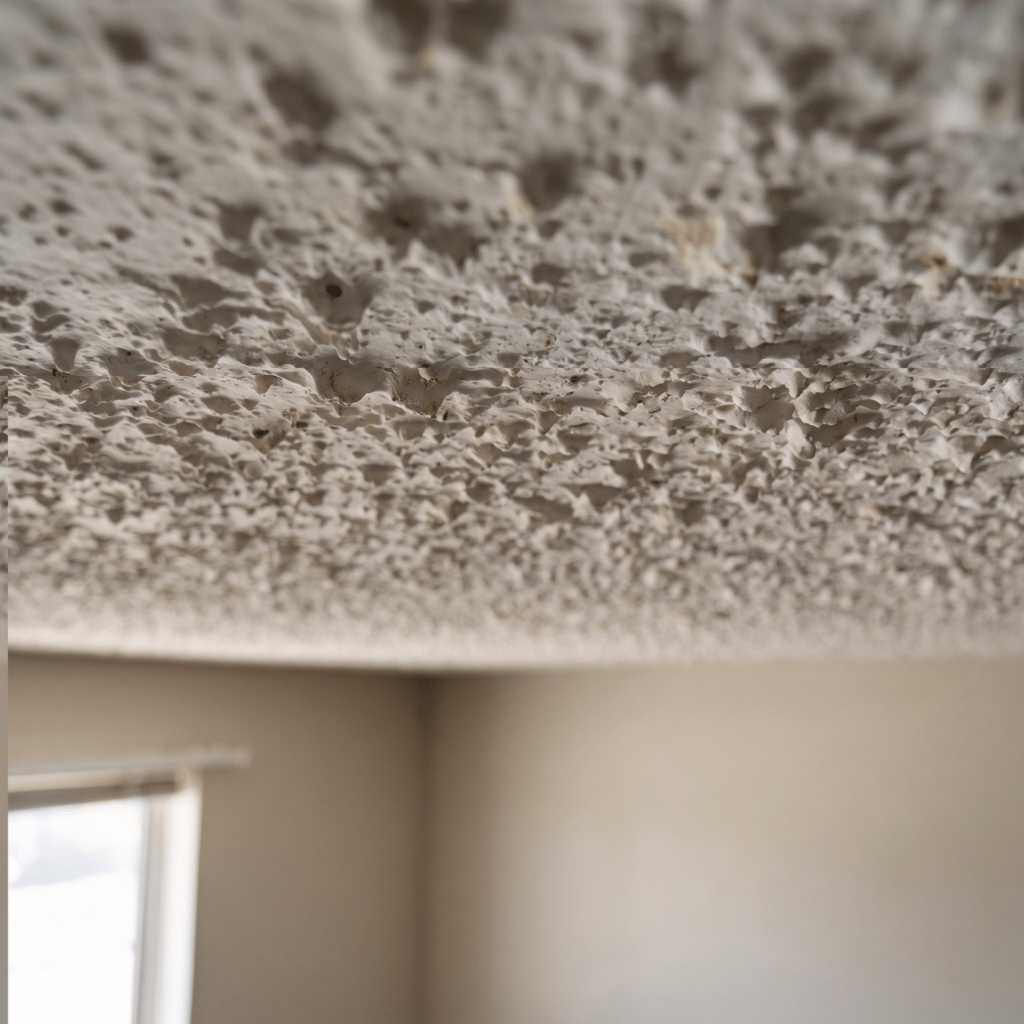 Before - popcorn ceiling closeup