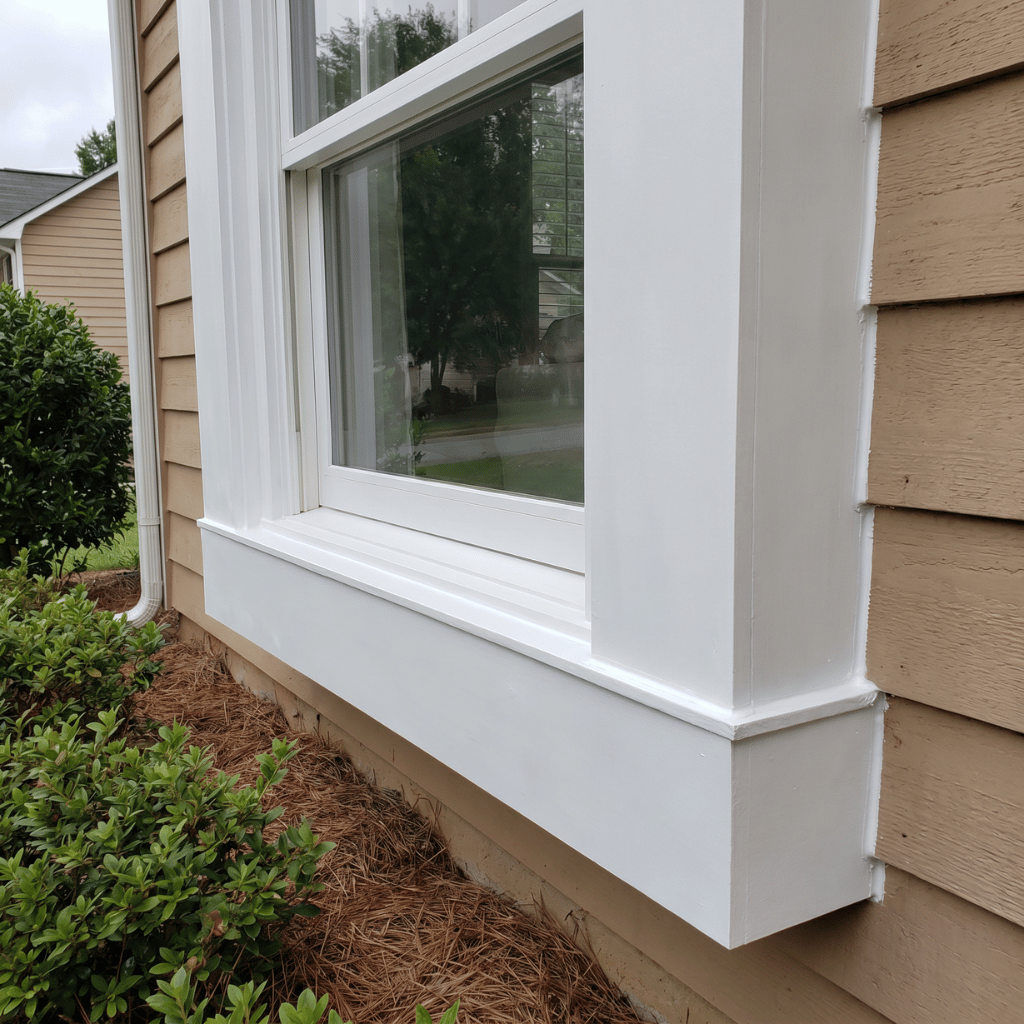 after rotted wood replacement and paint