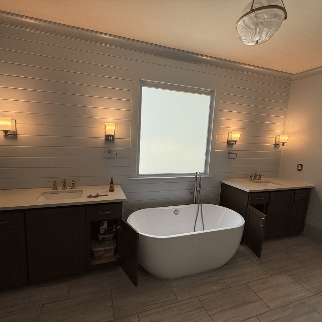 interior painting in residential bathroom